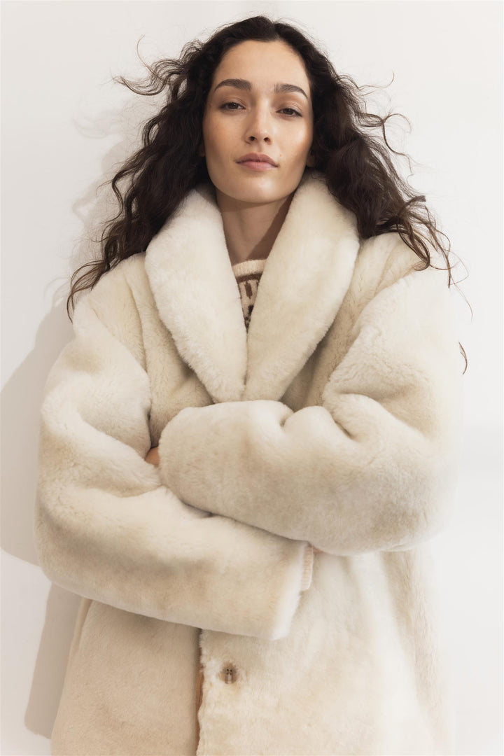 CAMILLA PIHL Luna Shearling Jacket Camel Suede - Dale