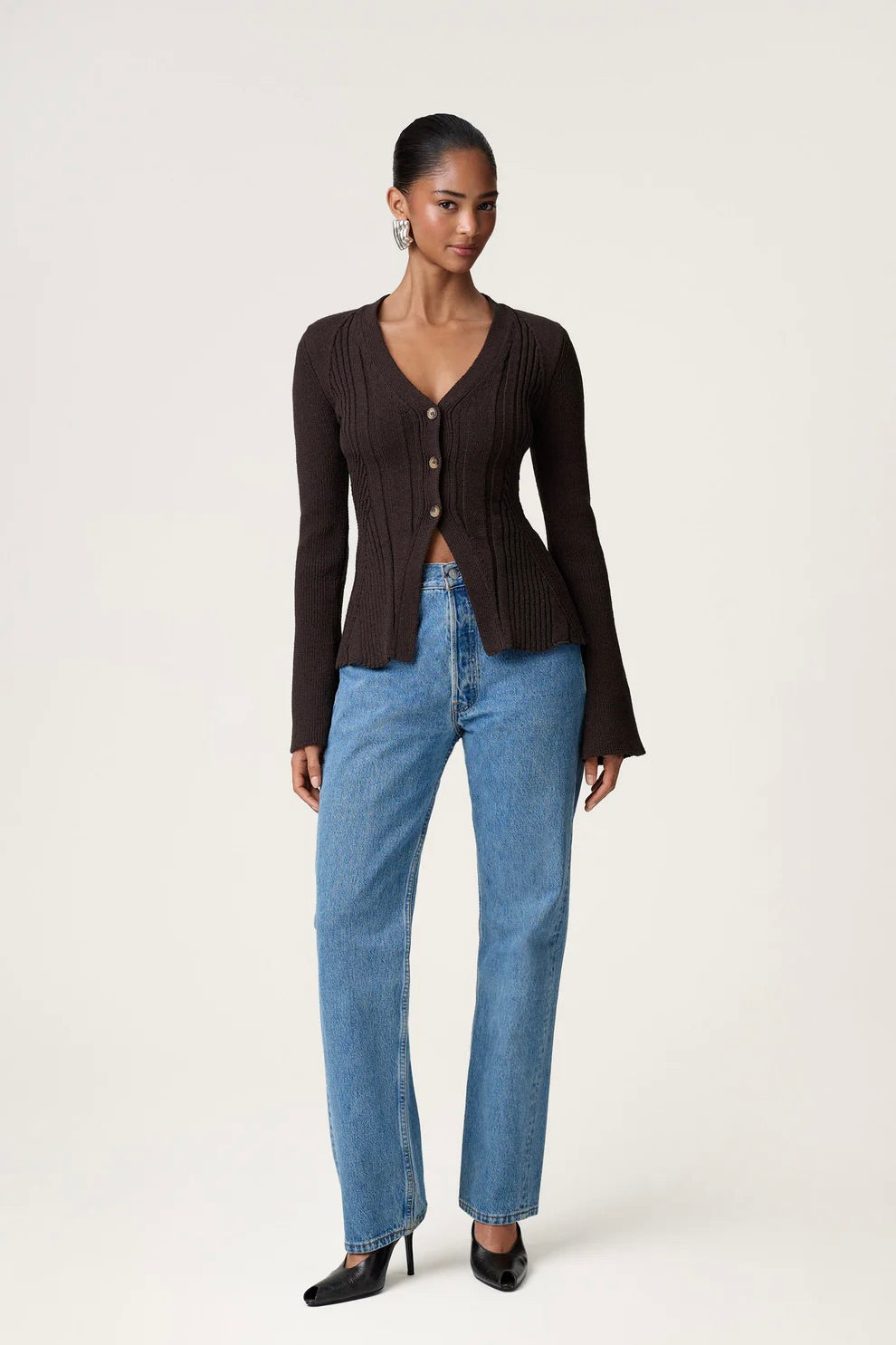 ADOORE Lugo Structured Cardigan Dark Brown - Dale