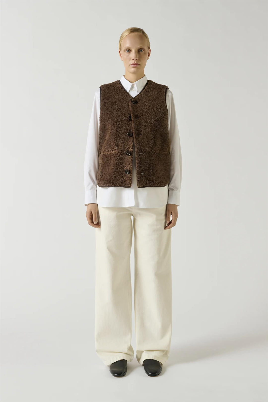 Fusil Waistcoat Faux Fur Marron
