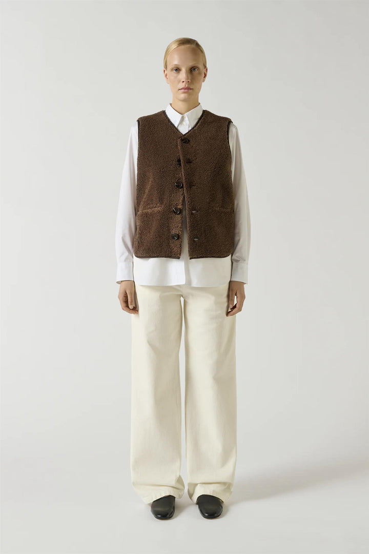 Fusil Waistcoat Faux Fur Marron