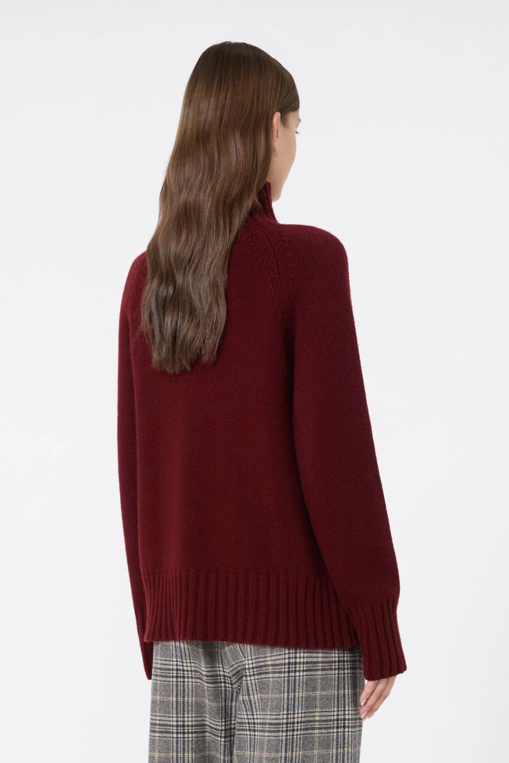 Wool and Cashmere Polo-neck Sweater Bordeaux