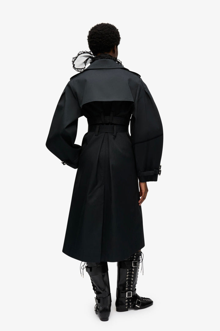 Bonded Cotton Trench Coat Black