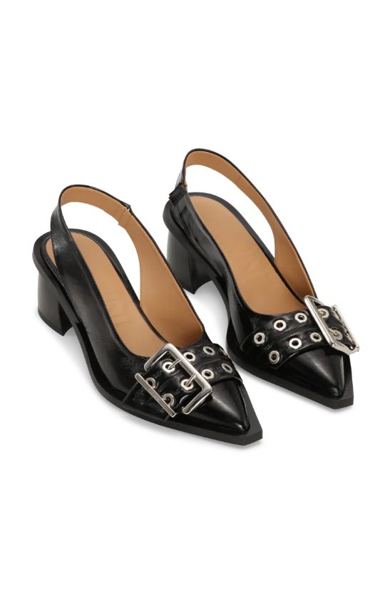 Feminine Buckle Slingback Pump Naplack