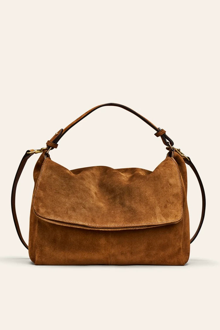 Mabi Camel Suede Shoulder Bag
