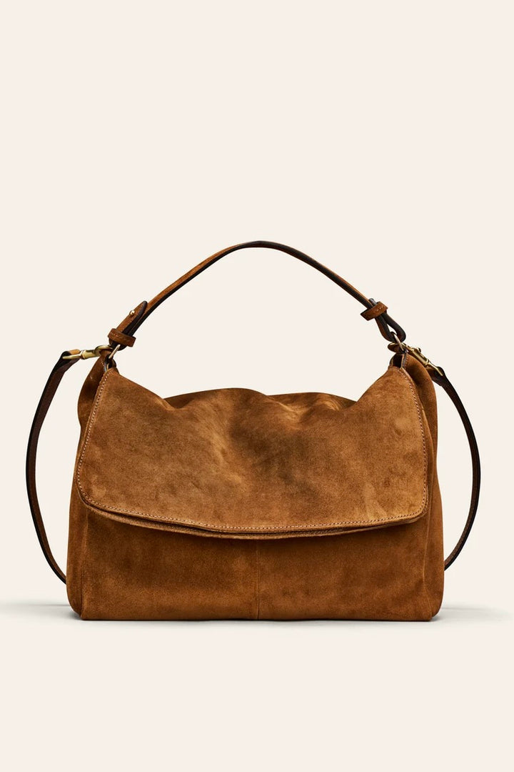 Mabi Camel Suede Shoulder Bag