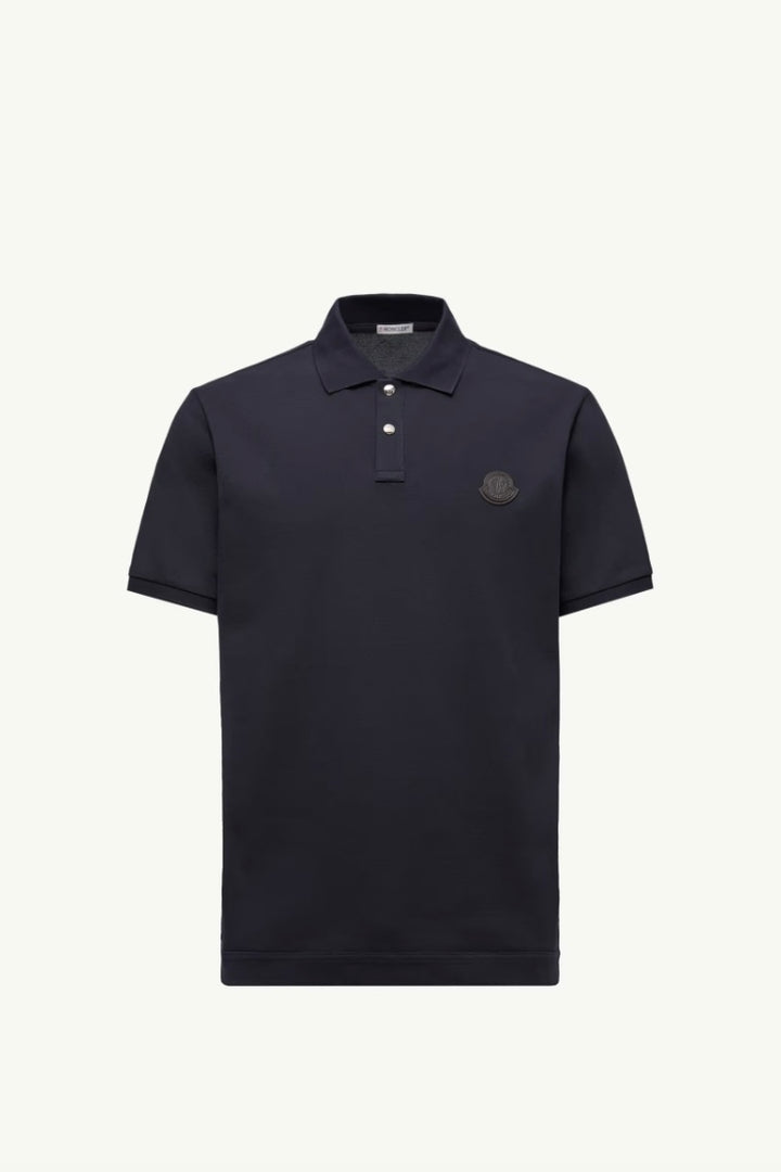 Logo Patch Cotton Piquet Polo Shirt Blue
