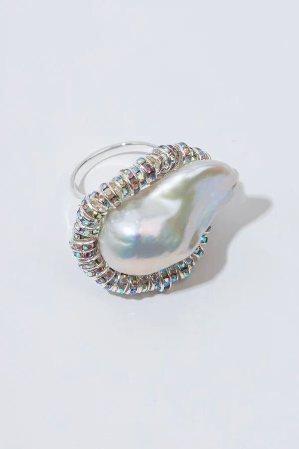 Baroque Diamond Ring Silver