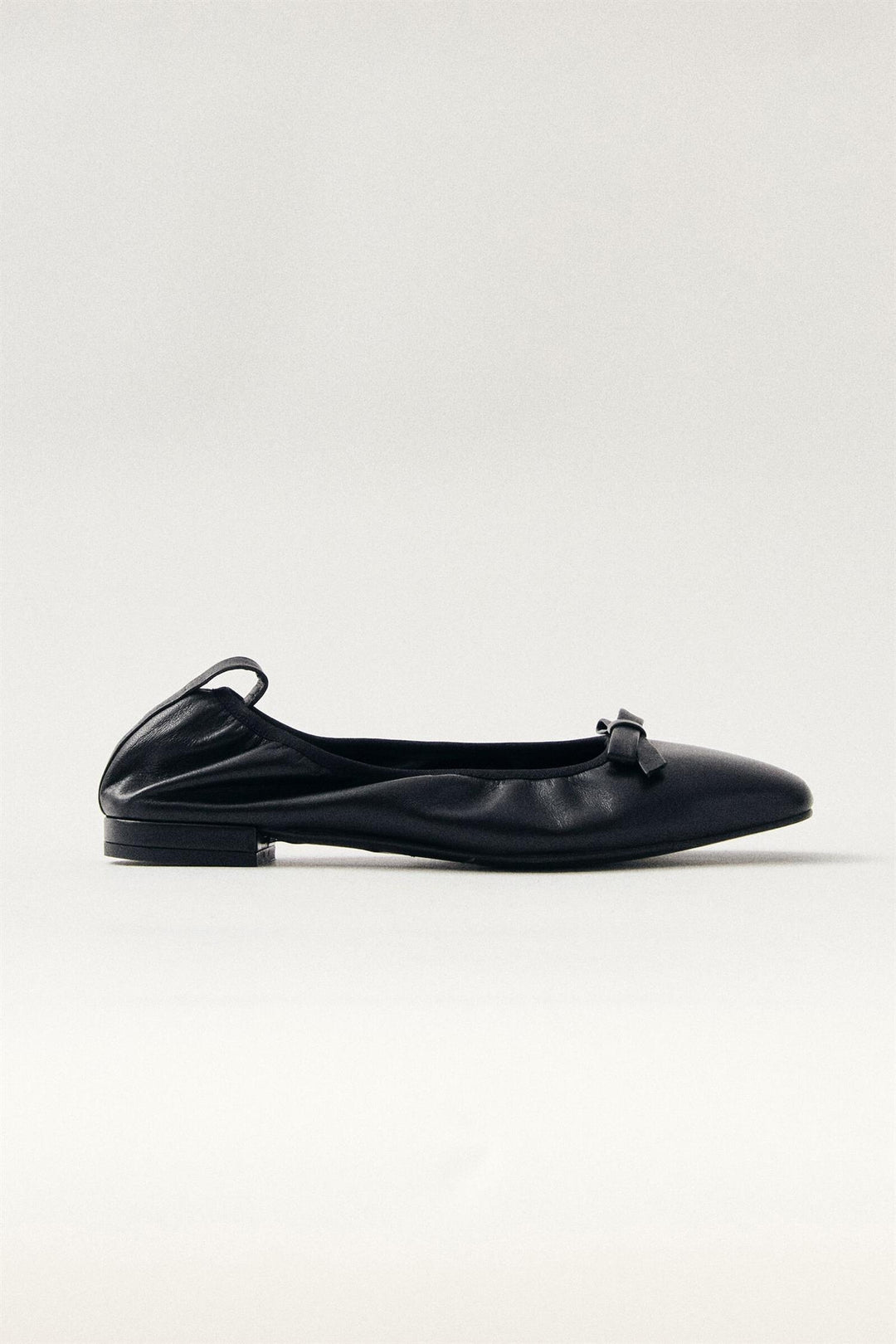 Freya Black Leather Ballet Flats