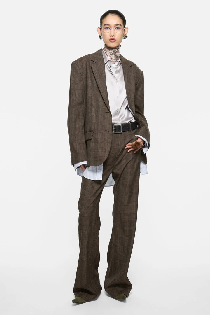 Tailored Wool Check Trousers