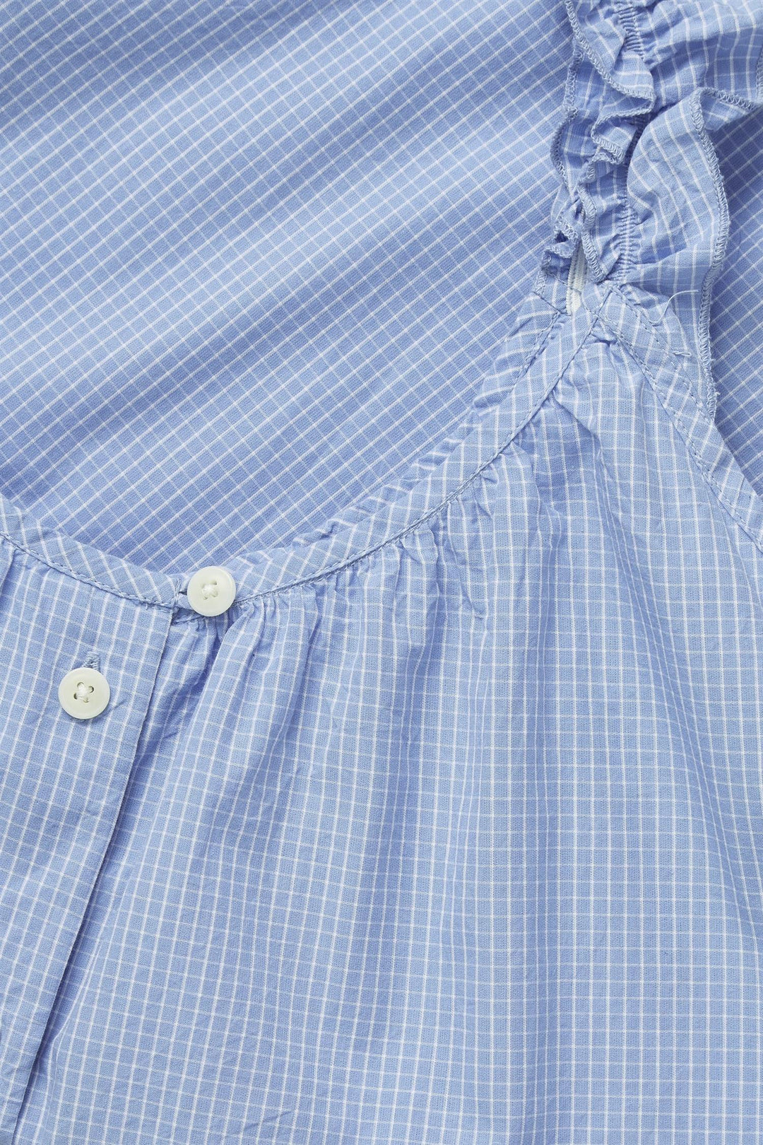 AIAYU - FRILL TOP CHECK MIX BLUE - Dale
