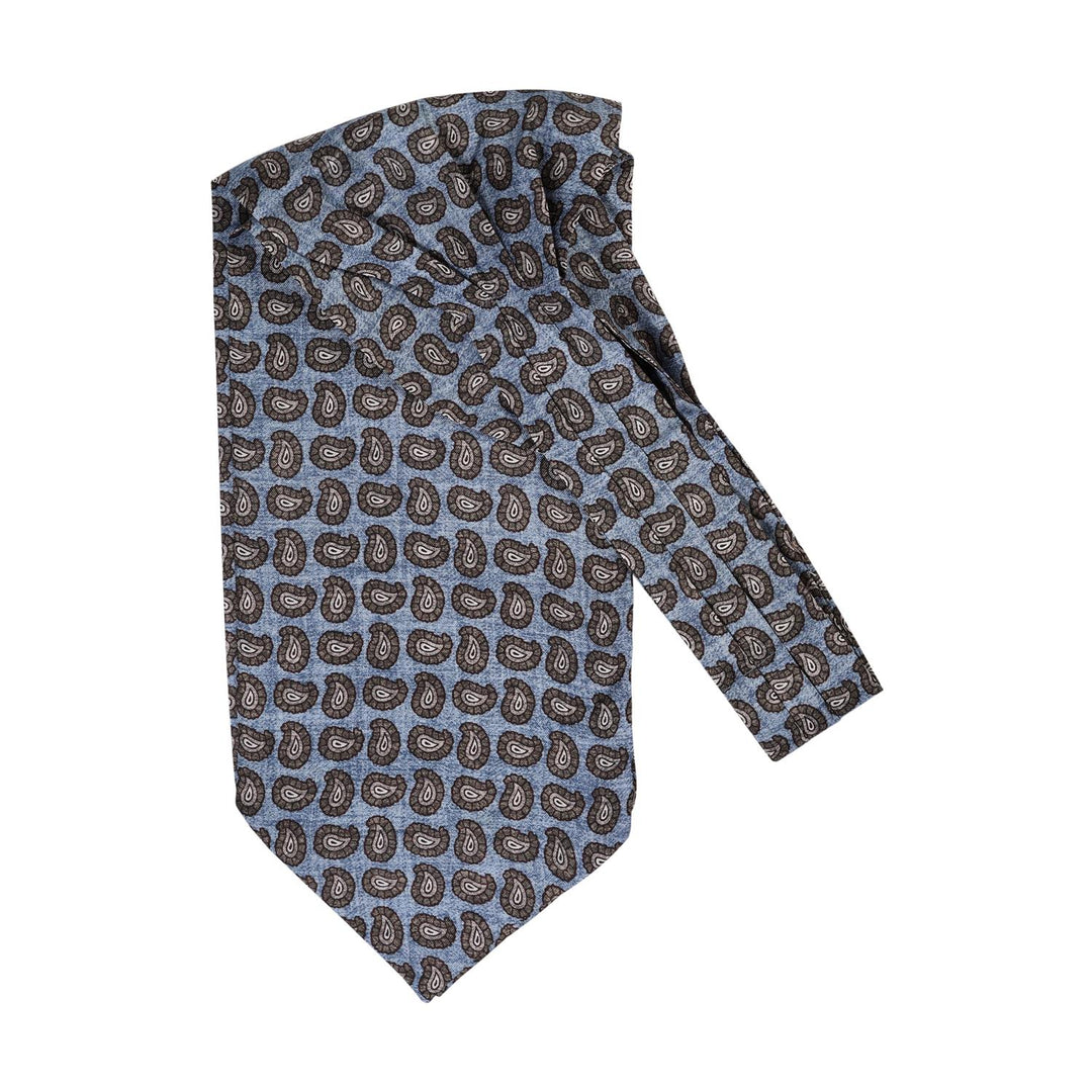 Silk Ascot Paisley Pattern Printed Sky Blue