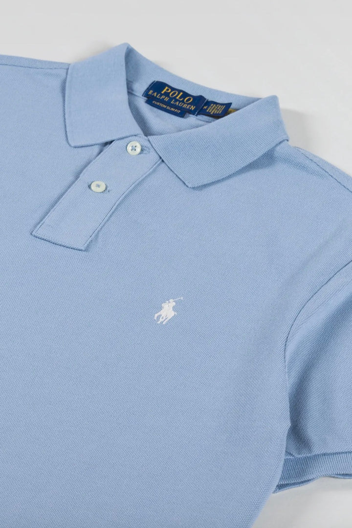 Basic Mesh Short Sleeve Polo Shirt Vessel Blue