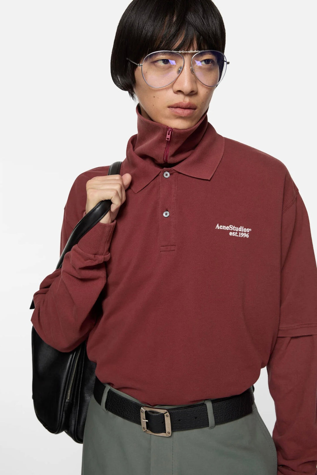 Washed Logo Polo Maroon Red