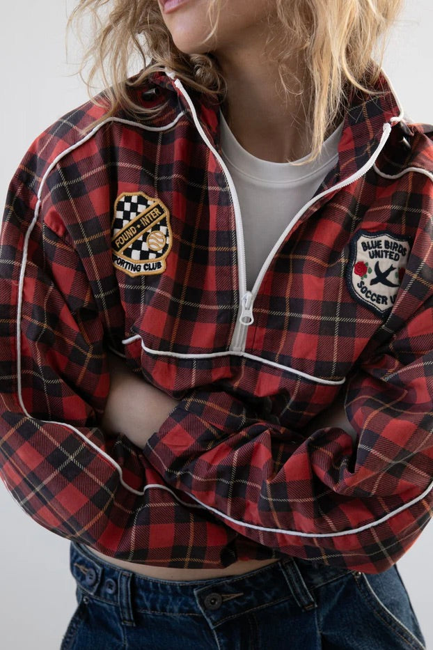 Red Plaid Track Jacket