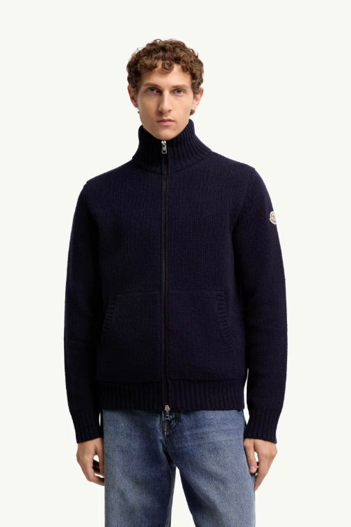 Wool & Cashmere Blend Cardigan Dark Blue