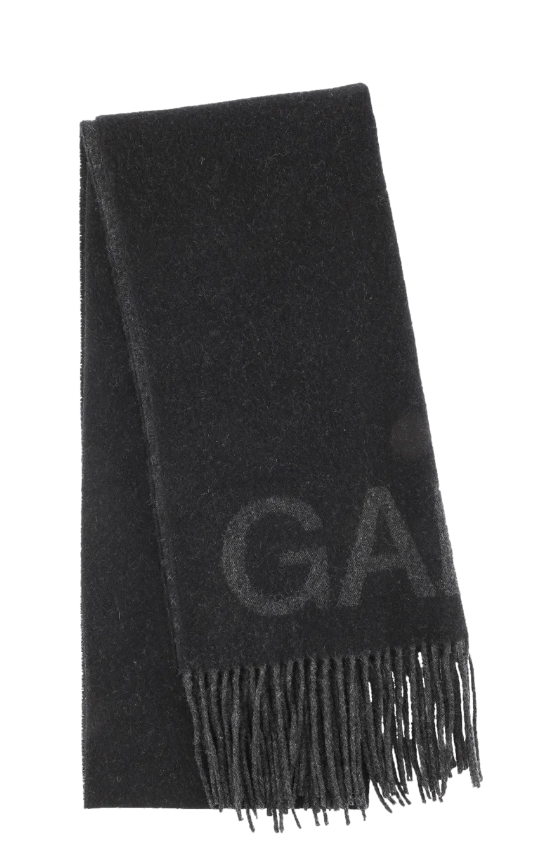 Fringed Wool Scarf Black