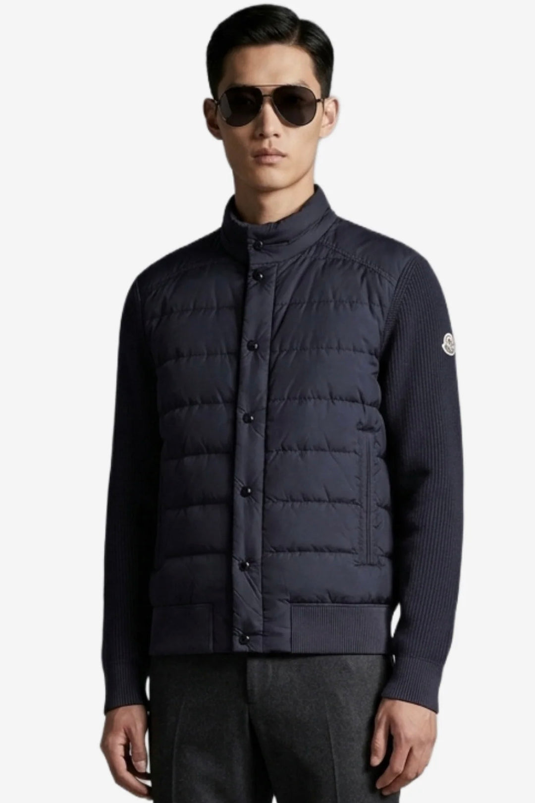 Quilted Front Cardigan Dark Blue