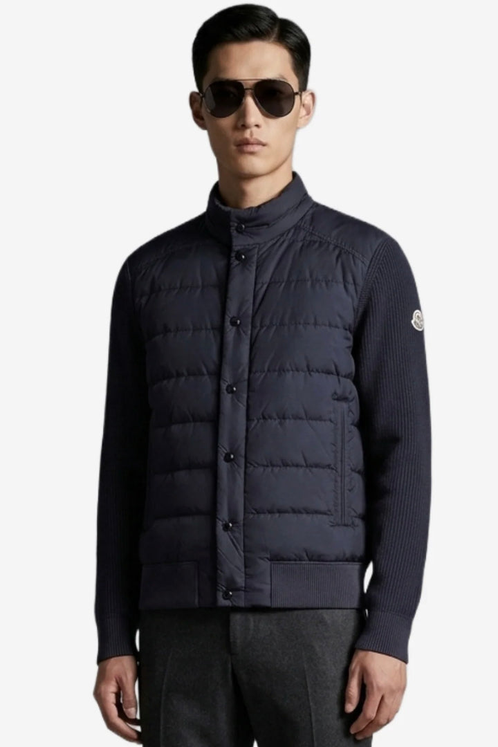 Quilted Front Cardigan Dark Blue
