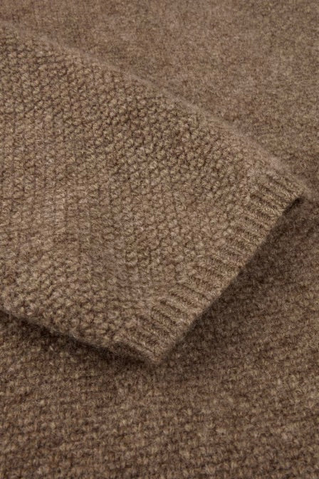 Cardigan Knitted Texture Yak Merino Wool Light Brown
