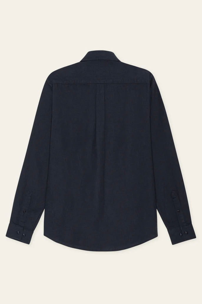 LES DEUX Konrad Cotton Linen Shirt Dark Navy Blue - Dale