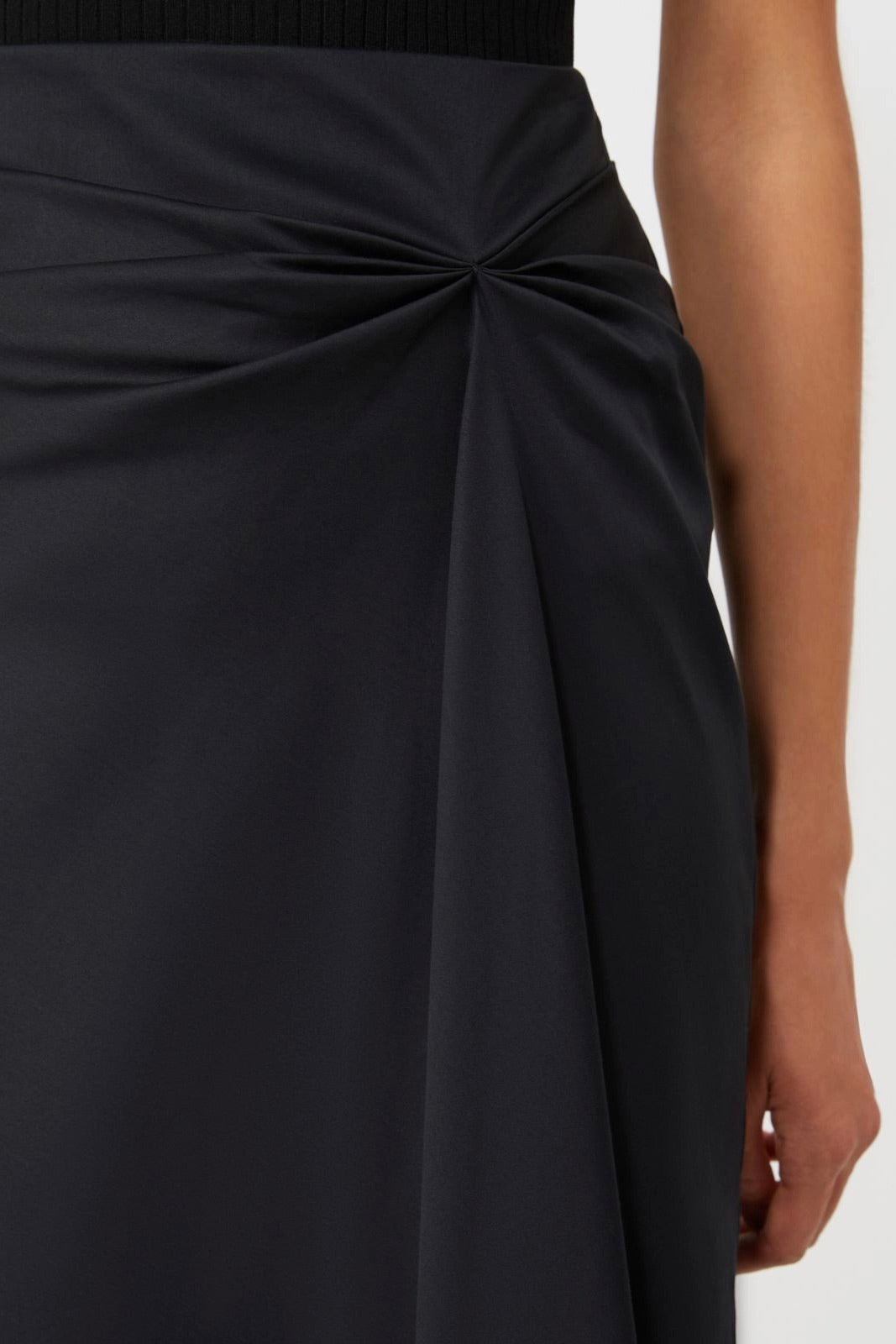 Cotton Satin Skirt Black