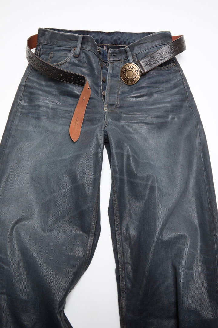 Leather Logo Buckle Belt