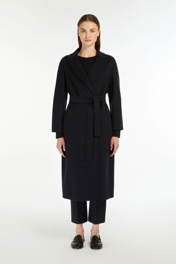 Wool Broadcloth Midi Coat Midnight Blue