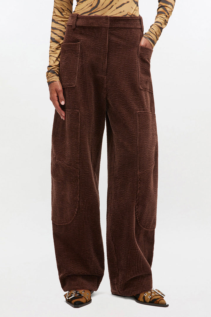 Corduroy Curved Trousers Chicory Coffee