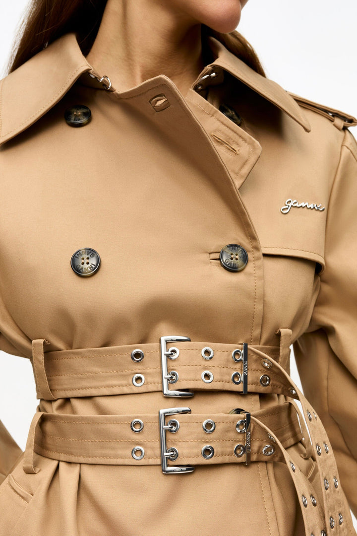 Bonded Cotton Trench Coat Tigers Eye