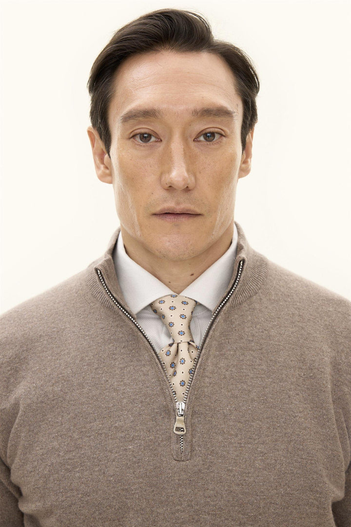 Patton Half Zip Walnut Beige