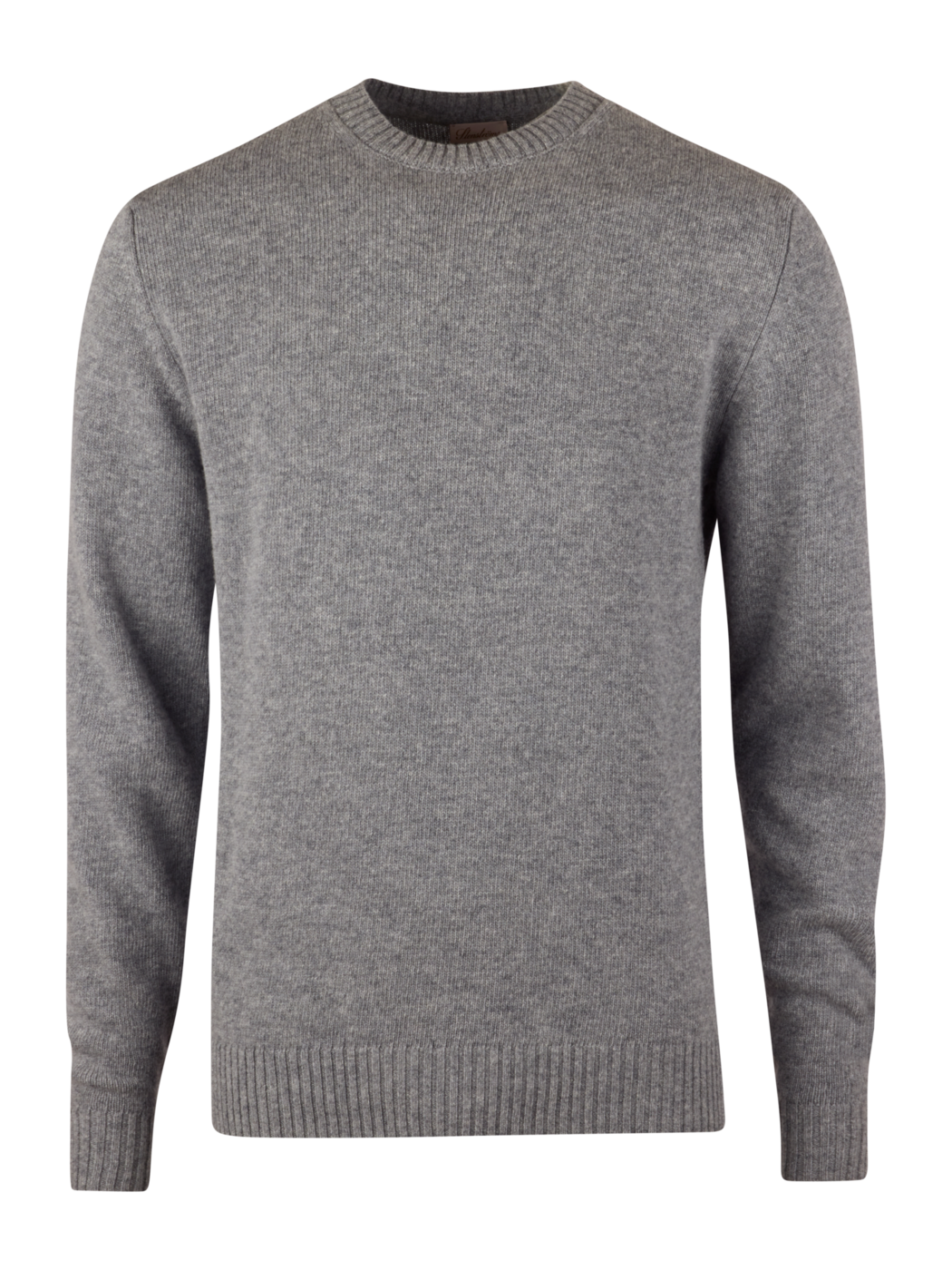 Pullover Knitted Crew Neck Carded Merino Wool Grey