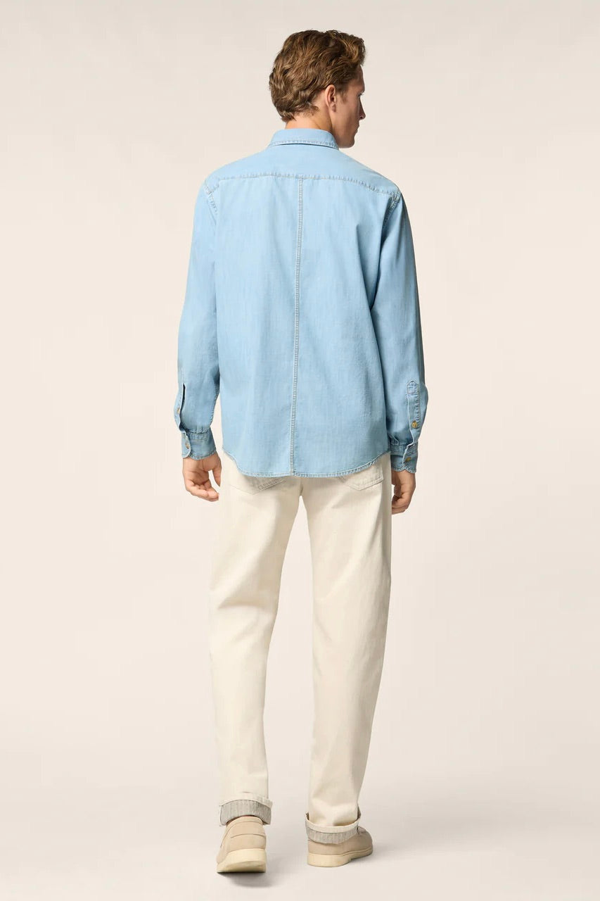 Lightweight Denim Shirt with Bleach Wash