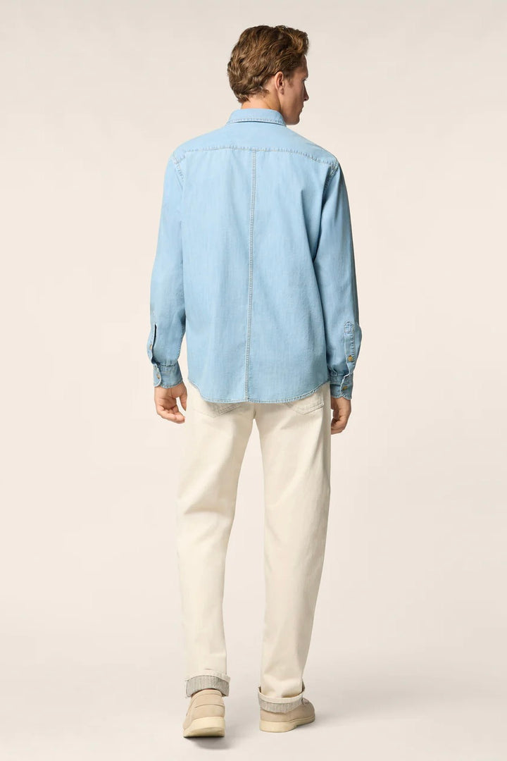 Lightweight Denim Shirt with Bleach Wash