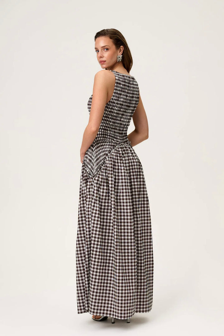 Madrid Dress Brown Gingham