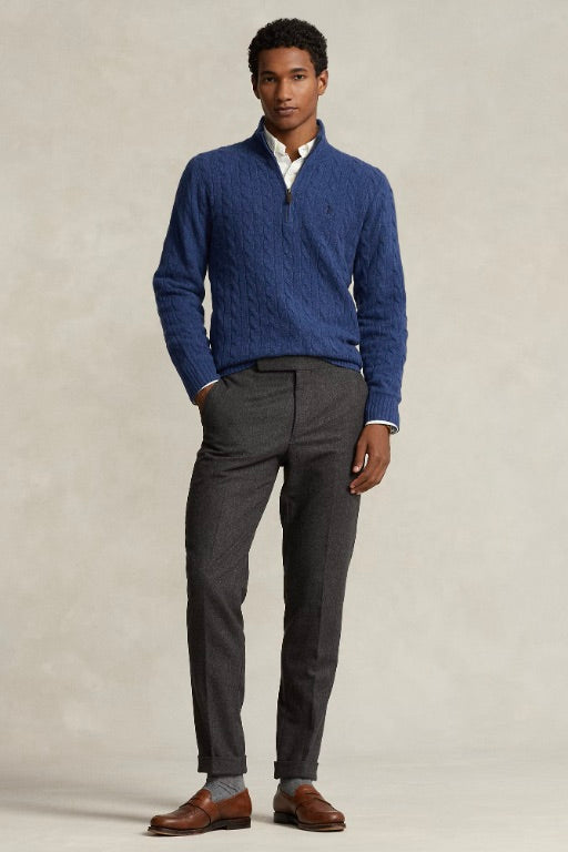 Cable-Knit Wool-Cashmere Jumper Rustic Navy Heather