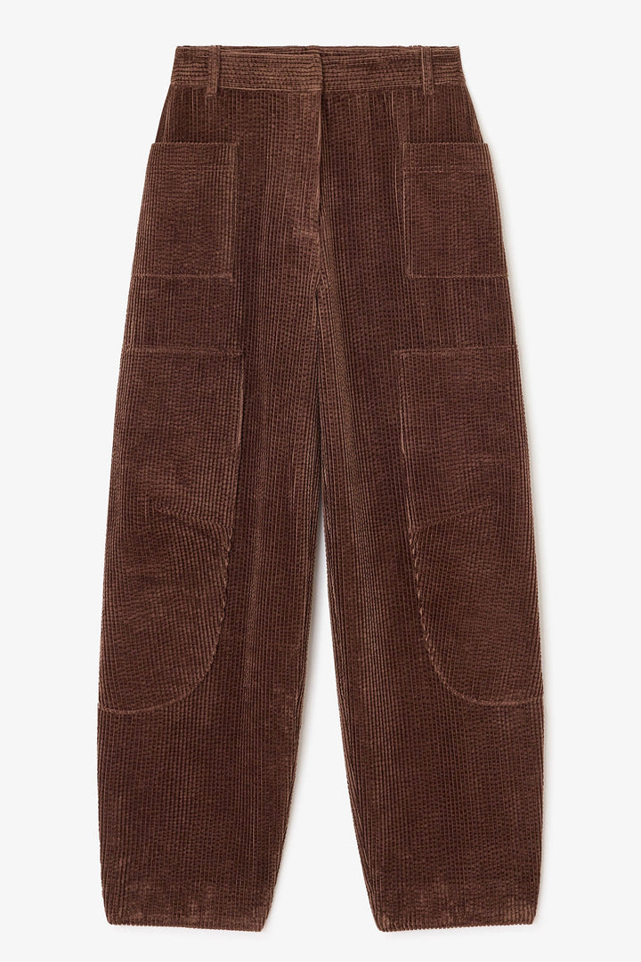 Corduroy Curved Trousers Chicory Coffee
