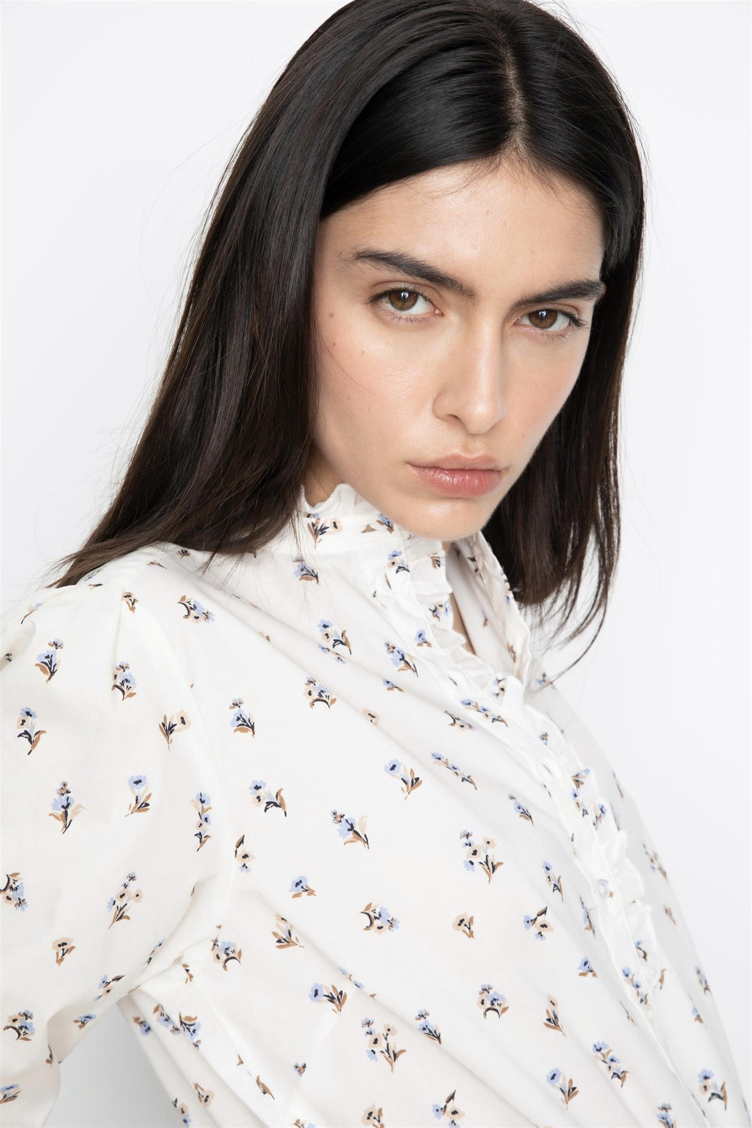 Emily Blouse White Anemone Print