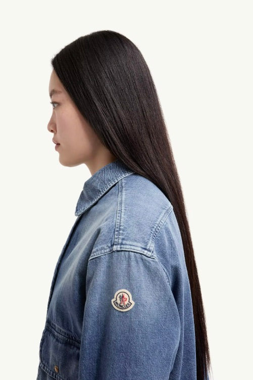 Teddy Trim Denim Shirt Blue