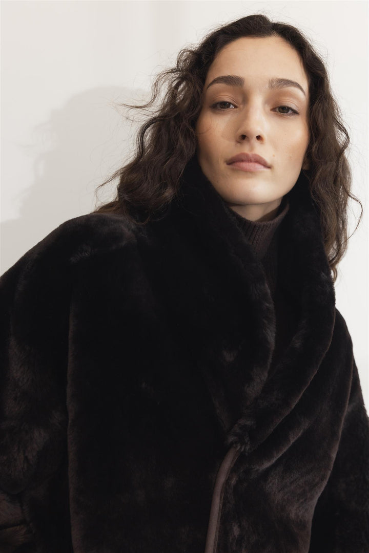 CAMILLA PIHL Luna Shearling Jacket Dark Brown Suede - Dale