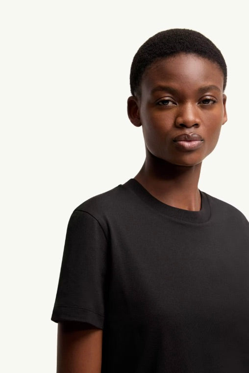 MONCLER Embroidered Logo Cotton T-Shirt Black - Dale