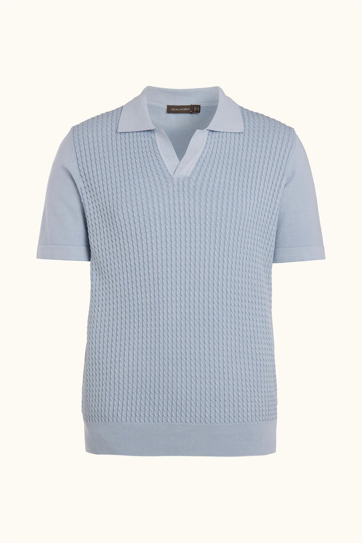 OSCAR JACOBSON Alf Short Sleeve Poloshirt Chambray BLue - Dale