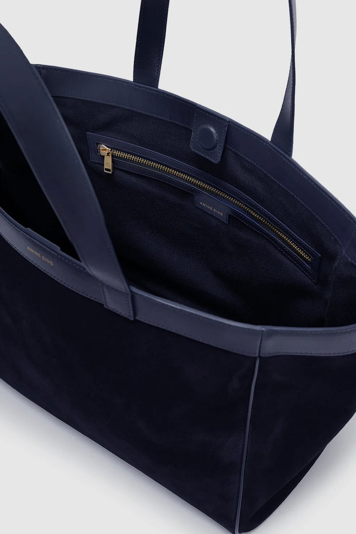 ANINE BING Medium Rio Tote Navy Suede - Dale