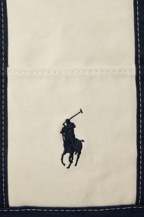 POLO RALPH LAUREN Big Pony Canvas Tote Cream/Navy - Dale