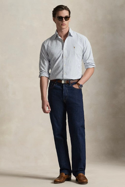 Custom Fit Oxford Shirt Blue/White Stripe