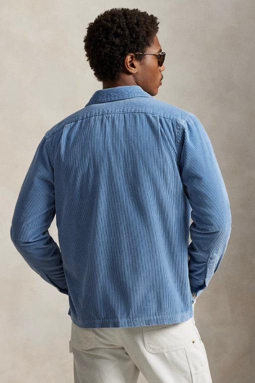 Classic Fit Corduroy Camp Shirt Channel Blue