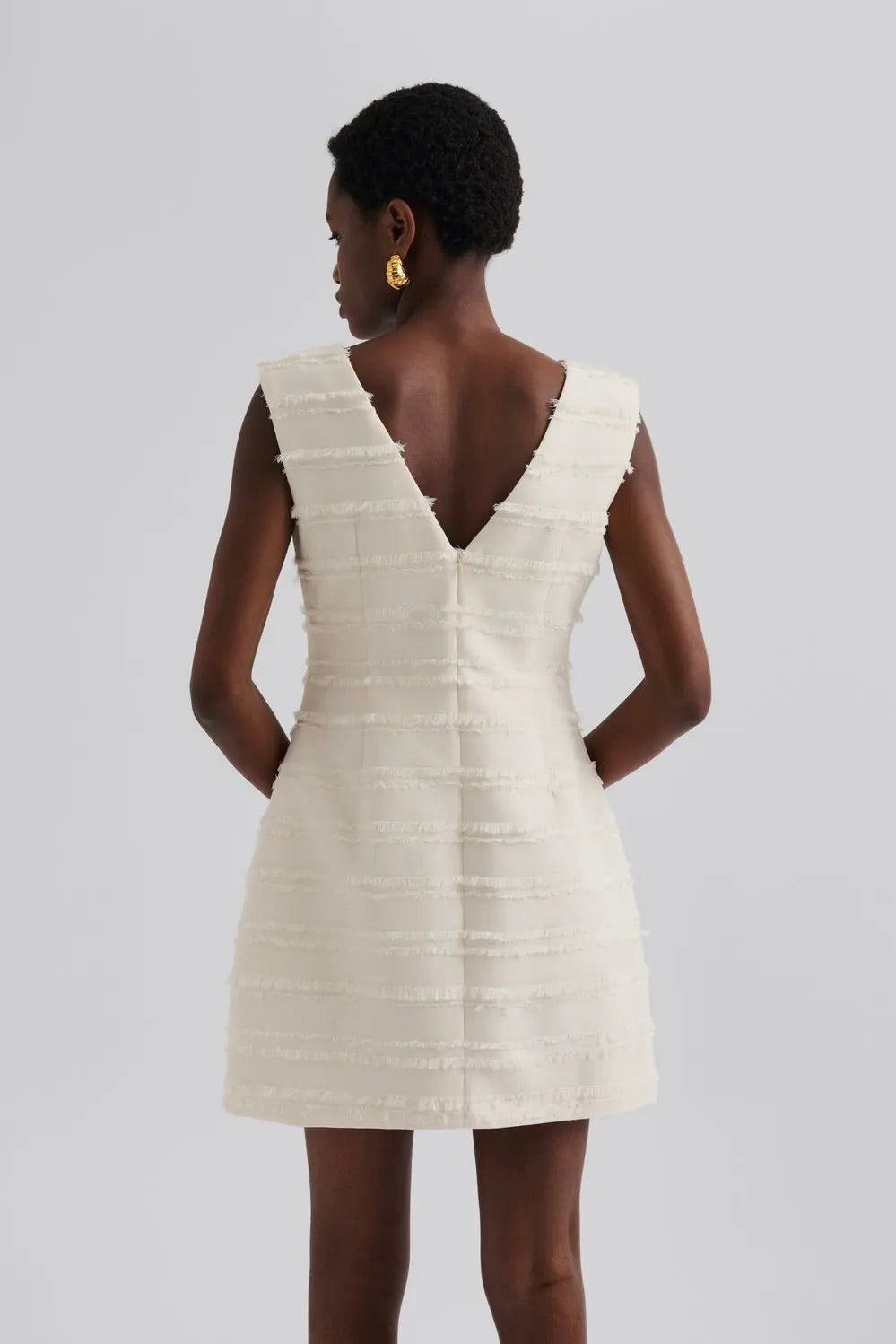 Adelina High Neck Mini Dress Vanilla