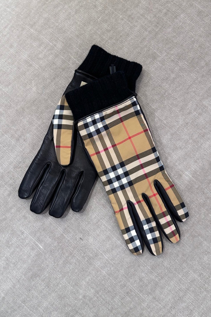 Classic Check Leather Gloves