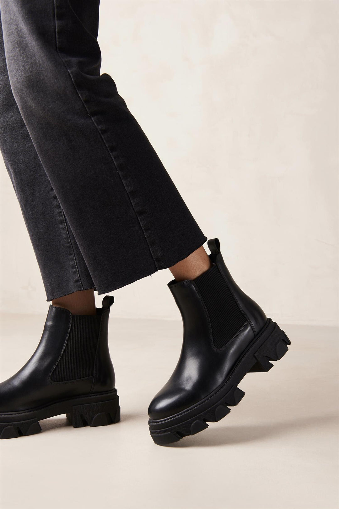 Berenice Black Leather Ankle Boots