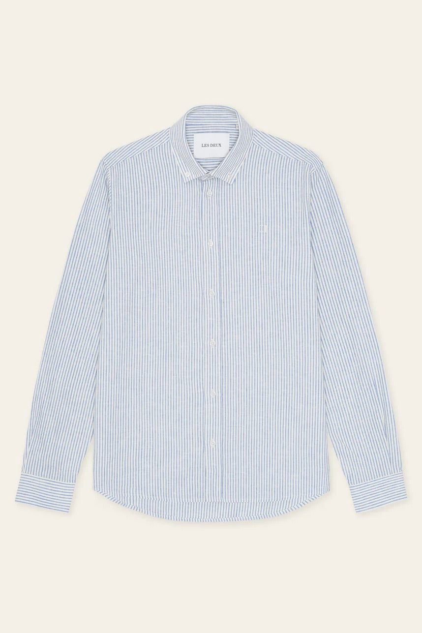 LES DEUX Konrad Stripe Oxford Shirt Allure Blue - Dale