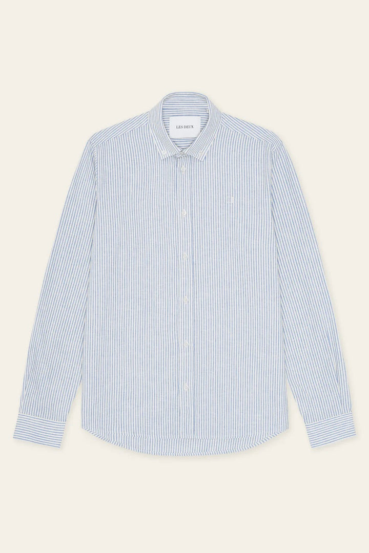 LES DEUX Konrad Stripe Oxford Shirt Allure Blue - Dale
